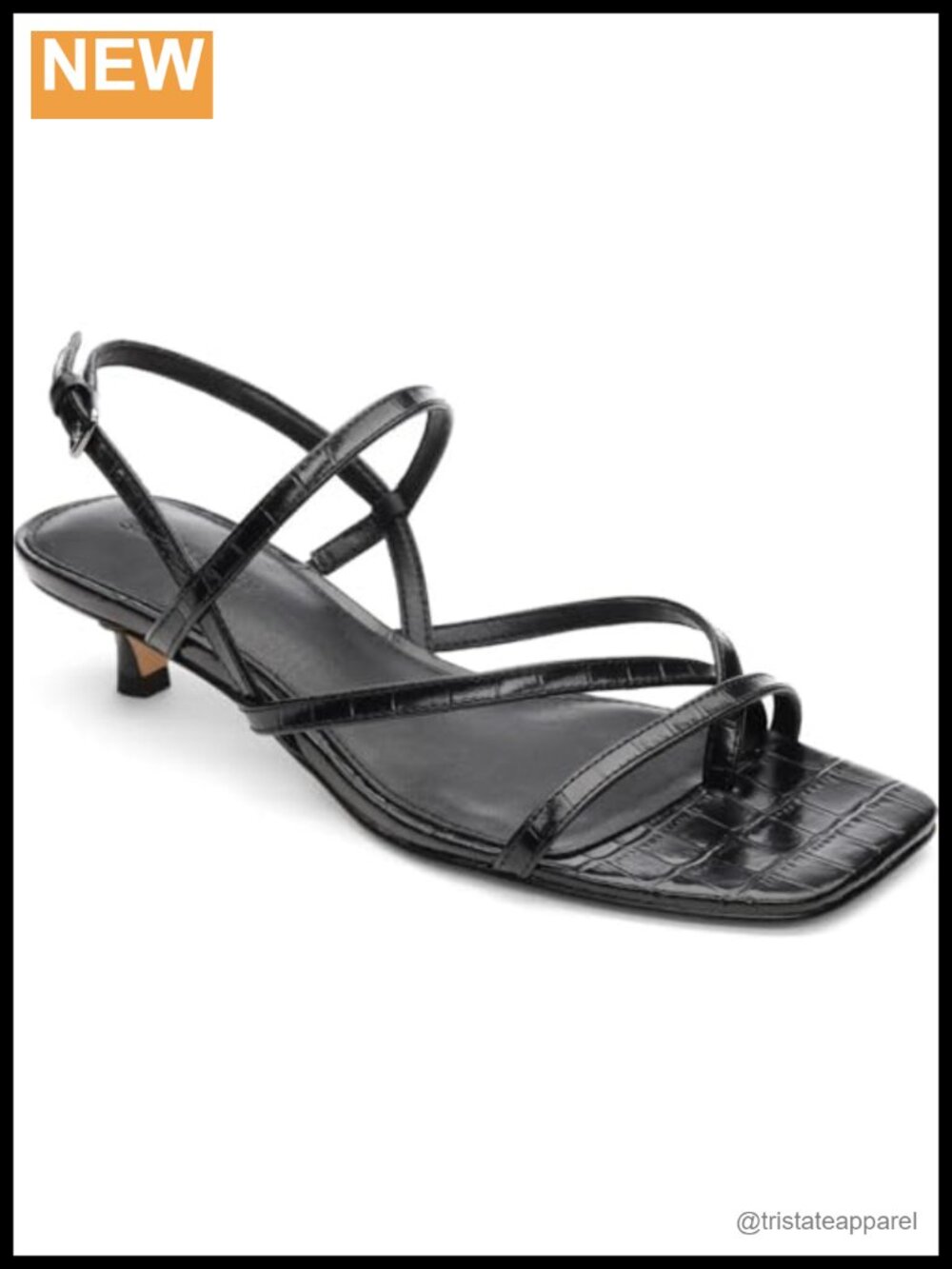 Sanctuary Energy Slide Sandals Faux Leather Kitten Heel Open Toe Adjustable